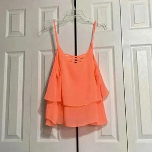 Twinth bright orange cropped tank shirt blouse top